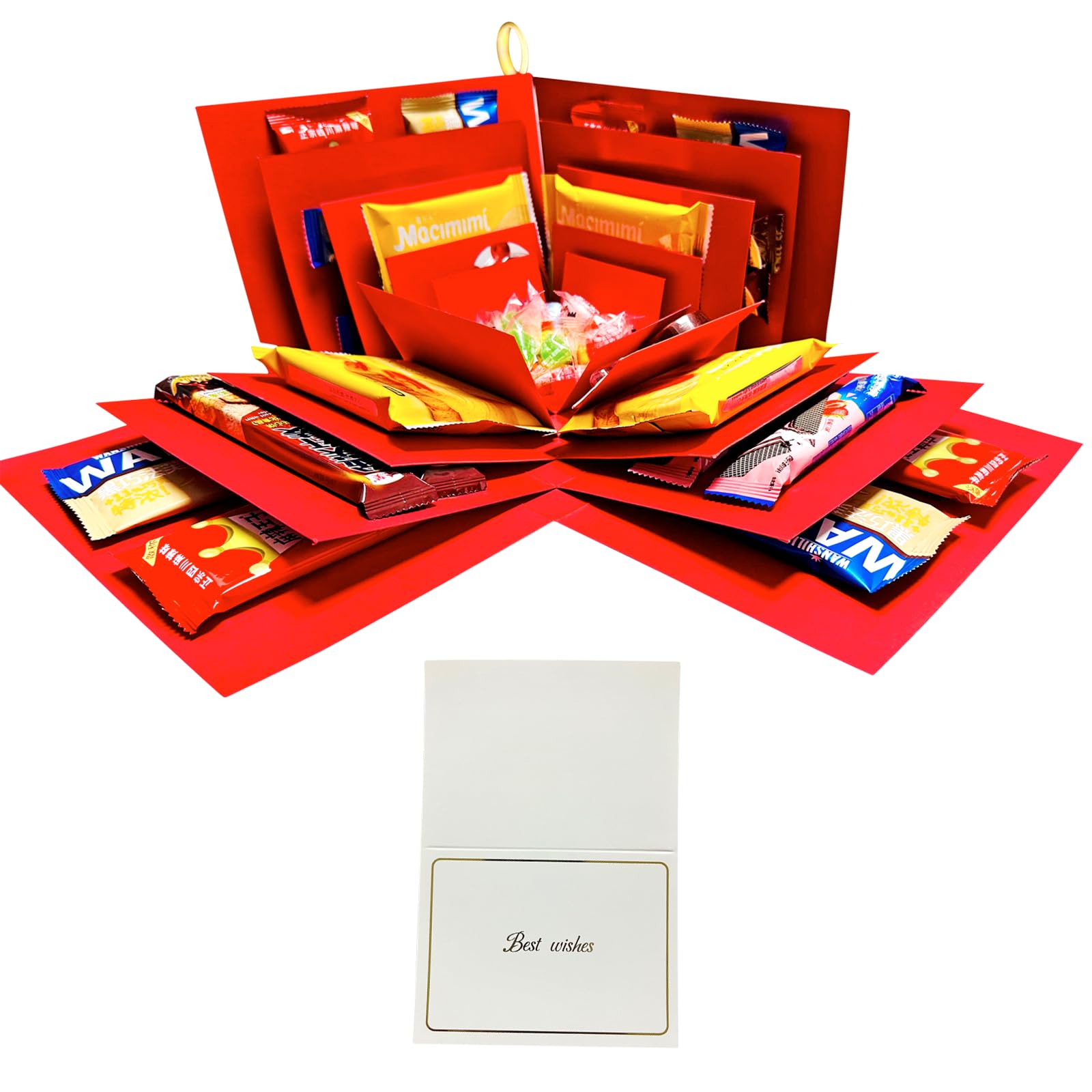Hryan 5 Layer Gift Box, Multi Layered Explosion Photo DIY Box, Creative Surprise Picture Gift for Important Days and Holidays. (RED)
