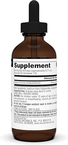 Miniatura 2 de Source Naturals Vitamina D-3 Gotas Líquidas 2000 iu Apoya la salud ósea e inmunológica* - 1 onza líquida