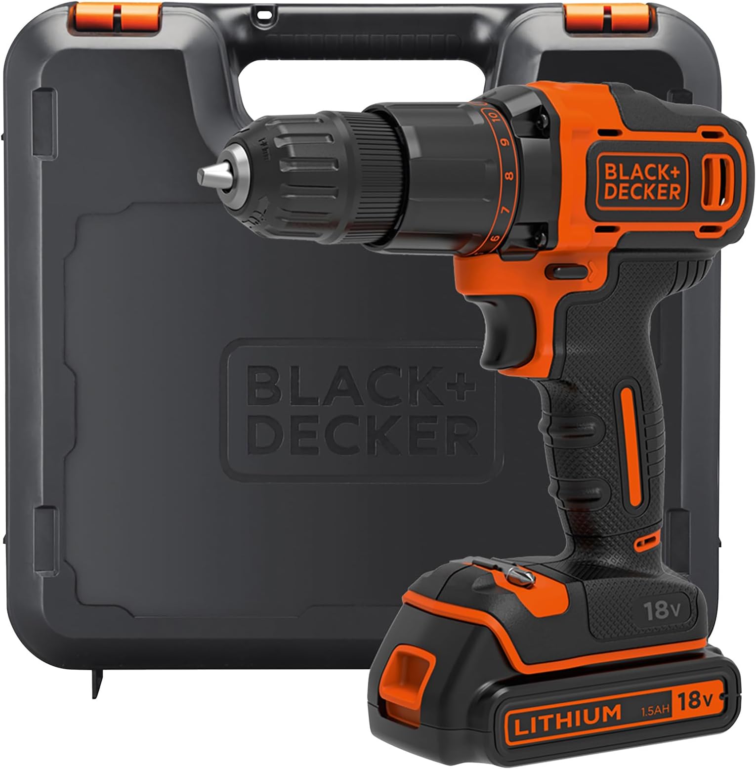 BLACK+DECKER 18V Hammer Drill with Battery, Charger, and Kitbox, BCD700S1K-GB