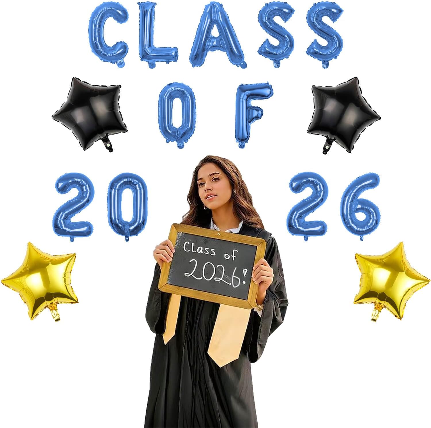 Class of 2026 Graduation Balloons Set, Blue Foil Kit image 4