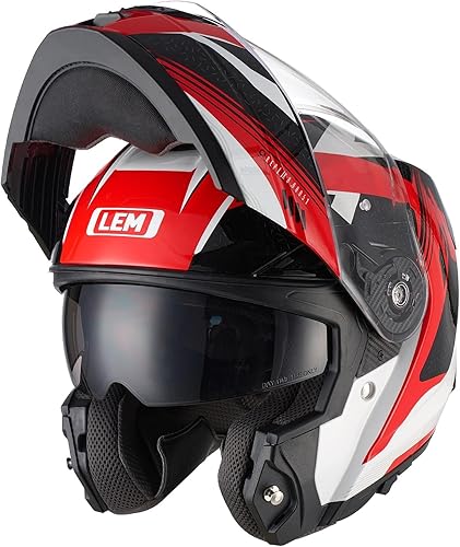 LEM Motorcycle Helmets Fiberglass Modular + LEM Retro Motocross Helmet Carbon Fiber
