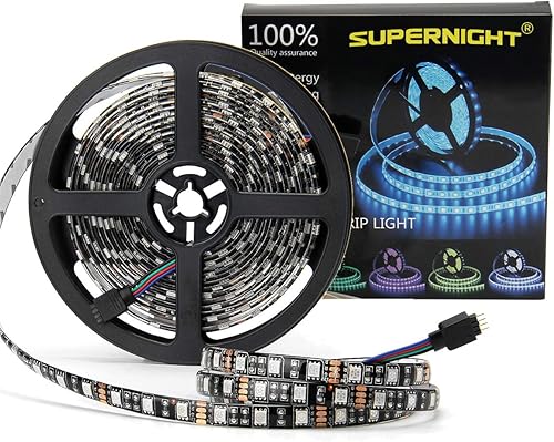 Vista 7 de SUPERNIGHT Tiras de luces LED, 16.4 pies 5M SMD 5050 impermeables 300LEDs RGB flexibles que cambian de color para dormitorio, retroiluminación