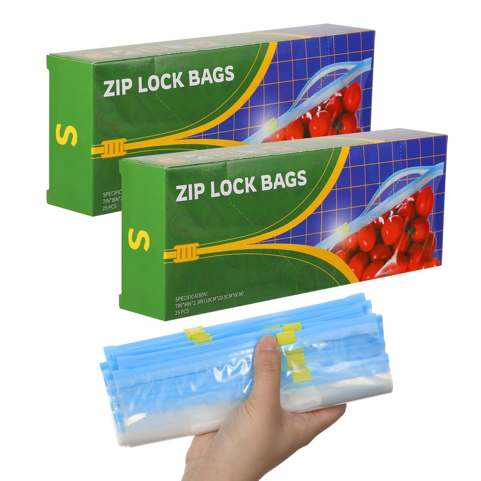 50 Pcs Food Storage Freezer Bags, Reusable Zip Lock Bags(1L) Sandwich Bags Food Bags with Expandable Bottom, Zip Seal Freezer Bags for Fruits, Vegetables, Meat, Grains,Snacks