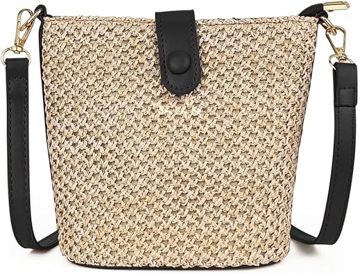 Straw Crossbody Bags for Women, Fashion Rattan Shoulder Bag Boho Woven Bag Summer Straw Clutch Purse for Vacation