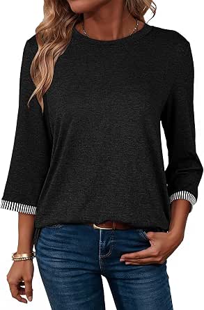 Dokotoo Women's 2026 Lightweight 3/4 Sleeve Basic Blouses