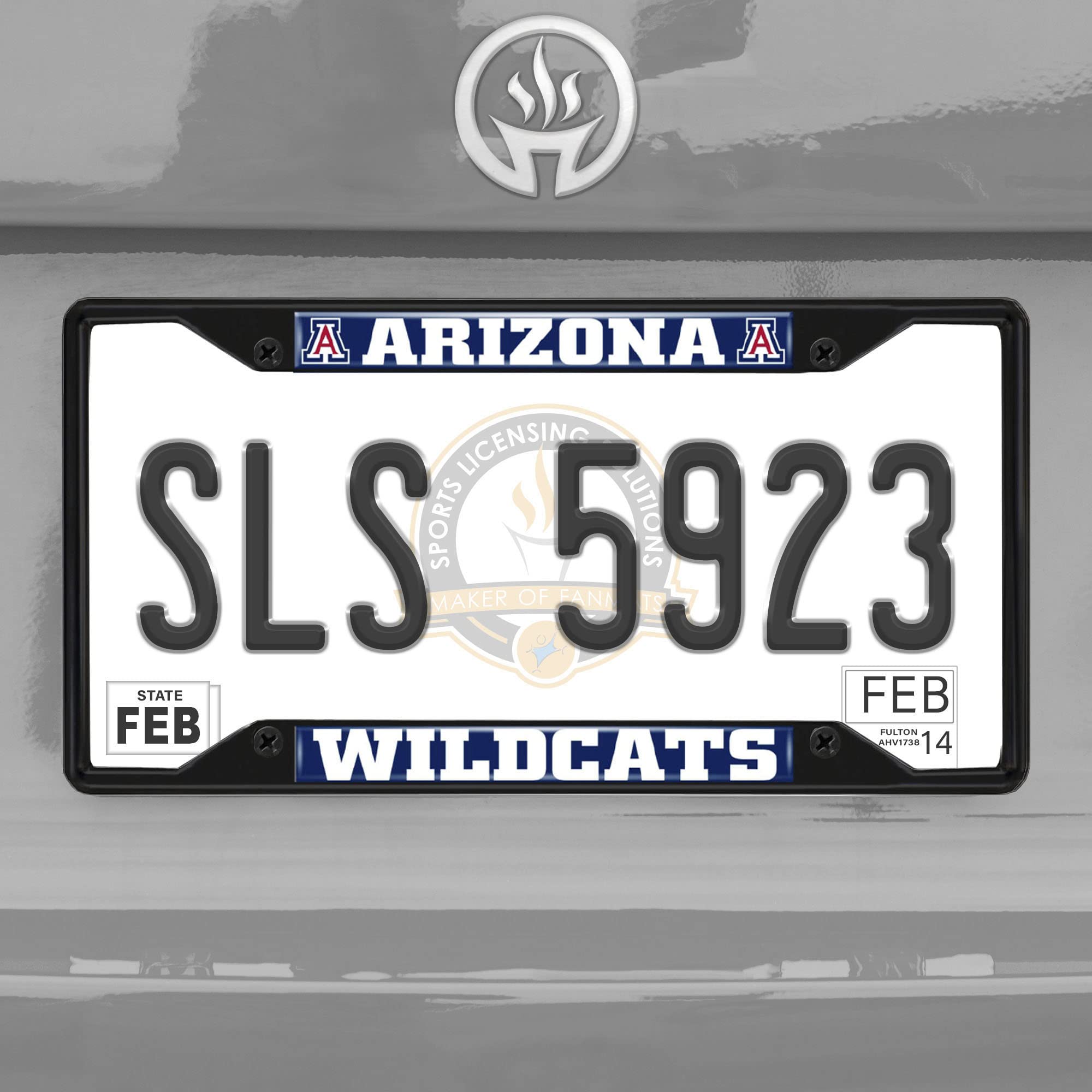 FANMATS 31243 Arizona Wildcats Metal License Plate Frame Black Finish