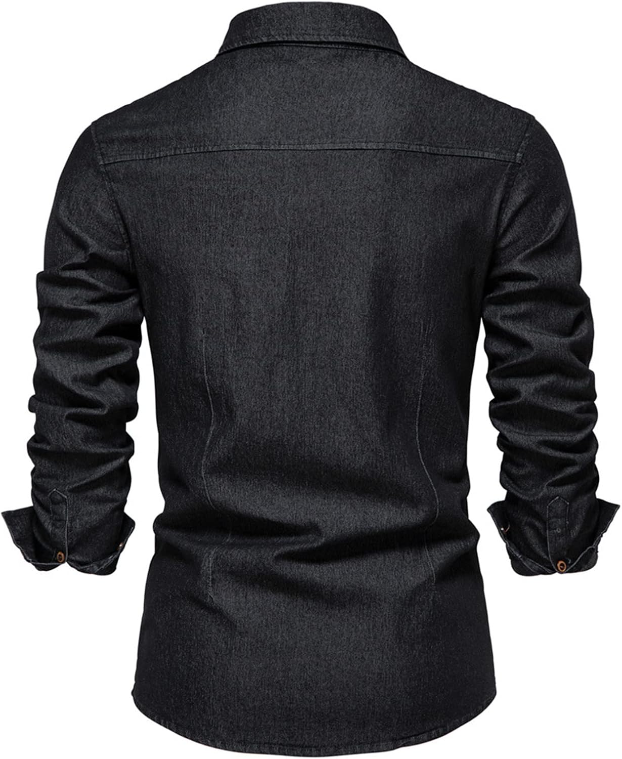Mens Denim Shirts Cotton Long Sleeve Stud Button Down Top Wear-Resistant Ironing Free Thin Jacket