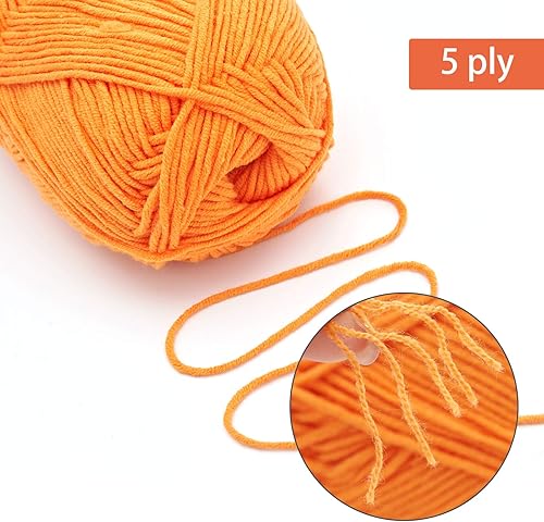 Miniatura 10 de NICEEC 3 madejas de hilo de algodón suave de 5 capas, hilo de algodón para tejer ganchillo para peso de bebé, hilo de mezcla de algodón, longitud