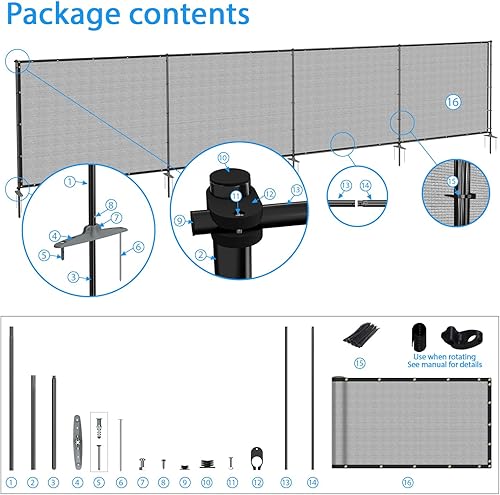 Miniatura 6 de Valla de privacidad al aire libre con postes de hierro, picos de tierra para perros, valla de privacidad de jardín de metal, valla de privacidad