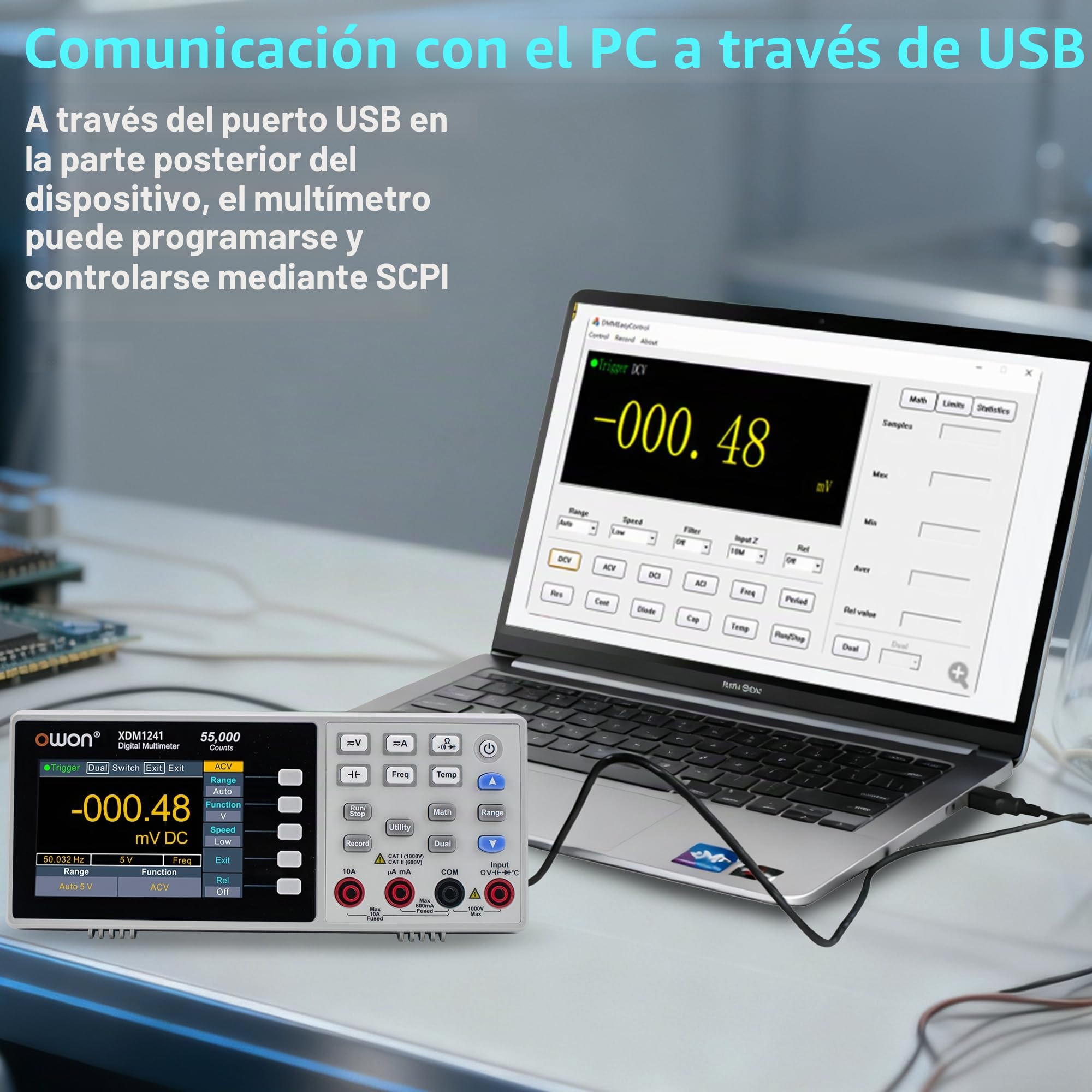 XDM1241 OWON Multímetro portátil Benchtop Multímetro ligero ultraplano Multímetro Medición de valor real Ancho de banda hasta 20 Hz-1kHz
