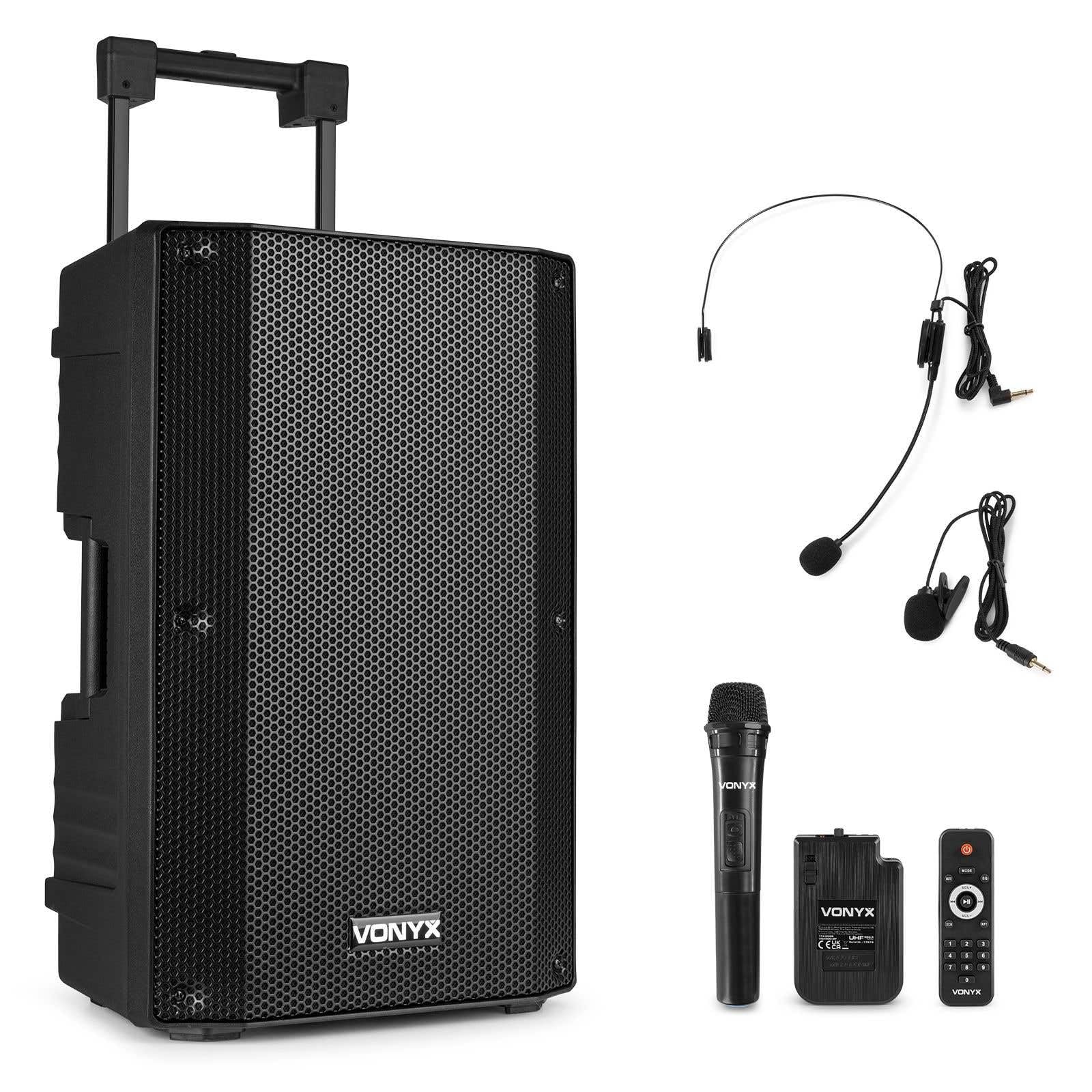 Portable speaker met Bluetooth - Vonyx VSA500-BP - met draadloze microfoon en headset microfoon - 800W