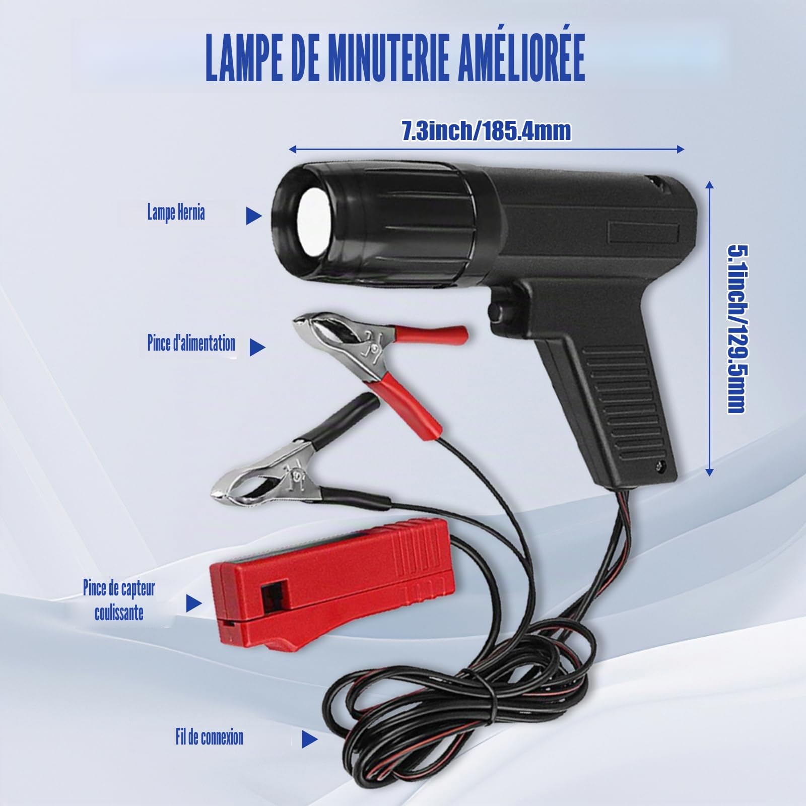 VOBOR Lampe Stroboscopique Allumage 12V, Pistolet de Synchronisation pour Voiture, Bateau à Vapeur, Moto, Outil de Réglage du Point d’Allumage, Pistolet à Éclair
