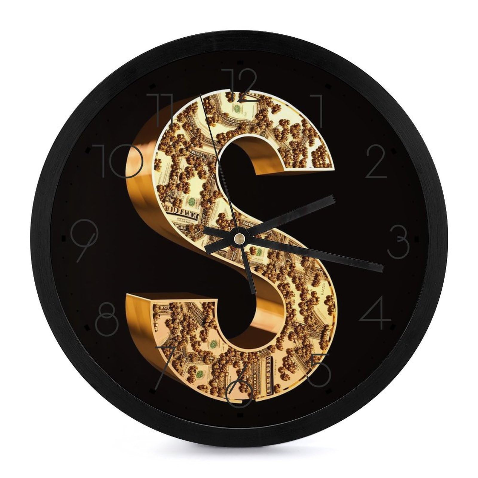 Horloge murale silencieuse dollar doré quartz moderne salon