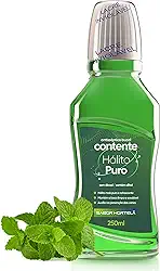 ORGÂNICO NATURAL Antisséptico Bucal Contente Hálito Puro - Sem Flúor e Sem Álcool - Com Xilitol - Vegano - 250ml