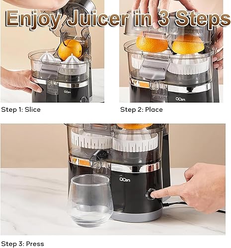 Miniatura 6 de Exprimidor eléctrico, máquinas exprimidoras de prensa en frío, máquina de jugo de cítricos gemelos de 16.9 fl oz con motor de 18000 rpm, para