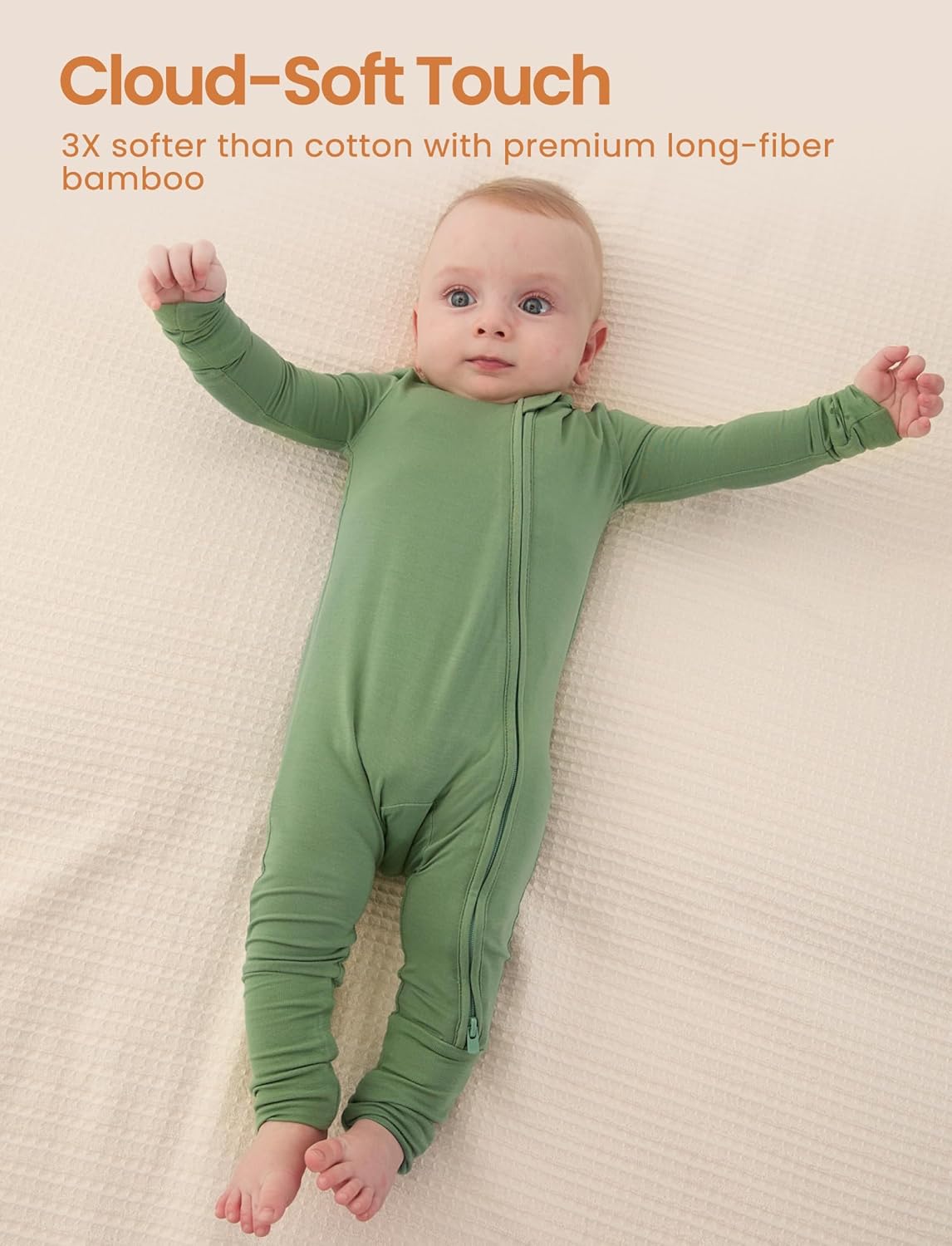 PATPAT Baby Pajama with Bamboo Viscose, Footie Jumpsuit Romper with 2-Way Zipper for Baby Boy Girl Toddler Sleeper Sleepwear - Image 3
