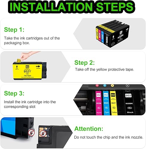 Miniatura 6 de greencycle No refabricados Cartuchos de tinta negra 952XL de repuesto para impresoras HP 952 952XL, 2 unidades de alto rendimiento compatibles con