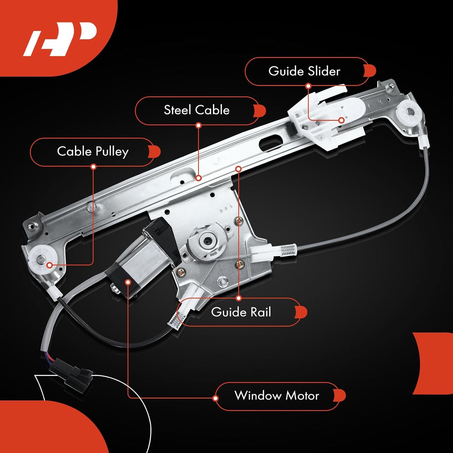 A-Premium Rear Right Power Window Regulator with Motor Compatible with Buick Lacrosse 2005-2009 Allure 2008-2009 Rear Passenger Side, Sedan Only