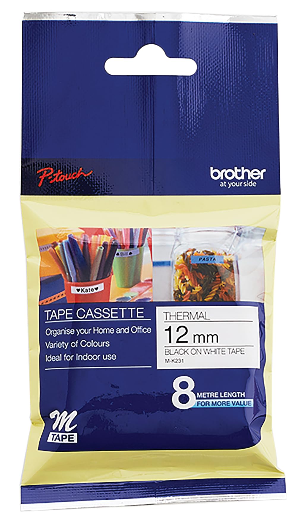 Brother Genuine MK231 Black on White Non-Laminated Tape for P-Touch Label Makers, 12 mm Wide x 8 m Long image 3