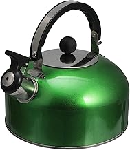 UPKOCH Chaleira De Fogão Bule De Chá Assobiando Chaleira De Água De Aço Inoxidável Tampa De Bico De Bloqueio Chaleira De Acampamento Para Fogões Elétricos De Indução A Gás 3L- Verde
