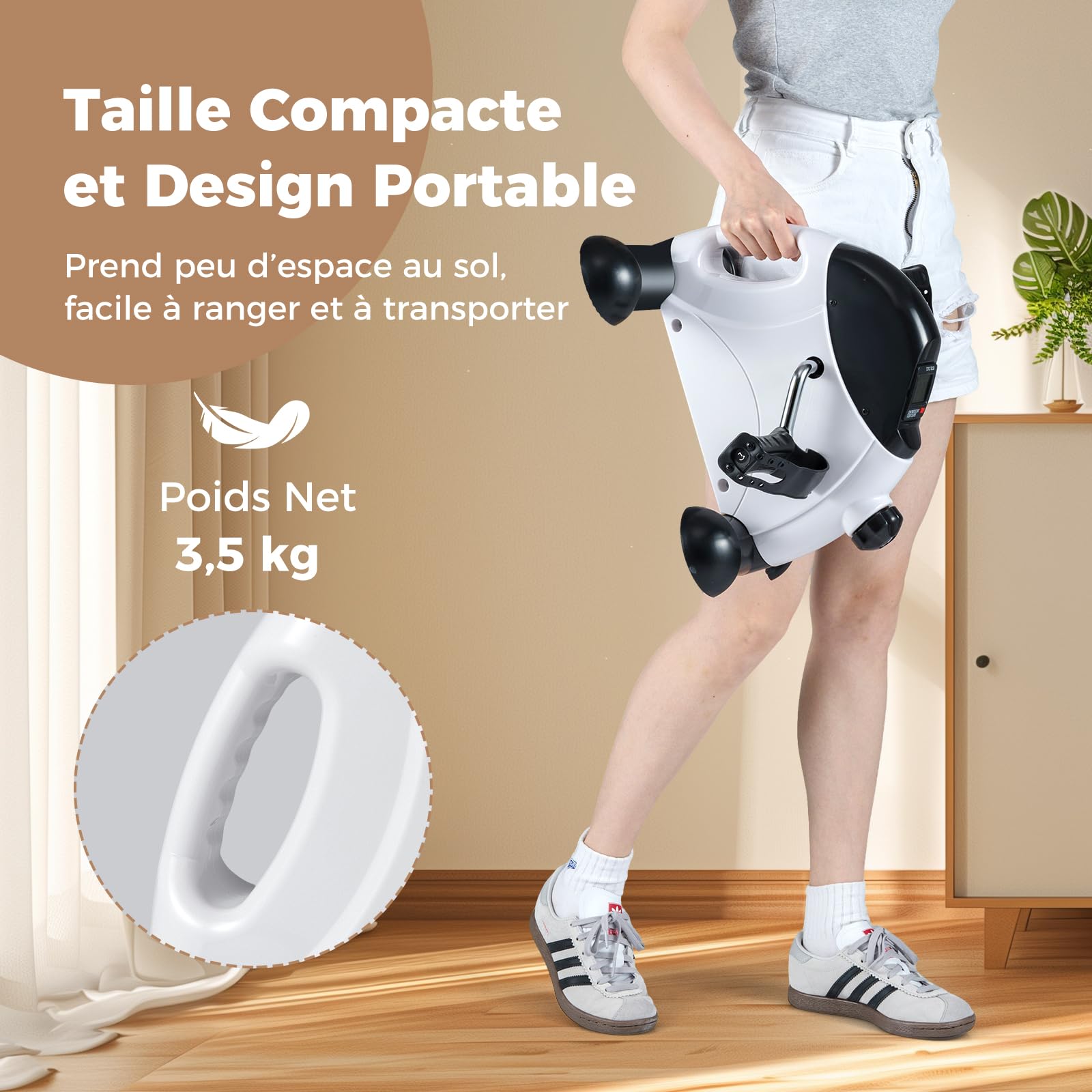 COSTWAY Pedalier d'Appartement sous Bureau, Mini Vélo d'Appartement avec Écran LCD pour Exercices de Pédalage, Pédales Statiques Exercice pour Seniors Équipement de Fitness Intérieur