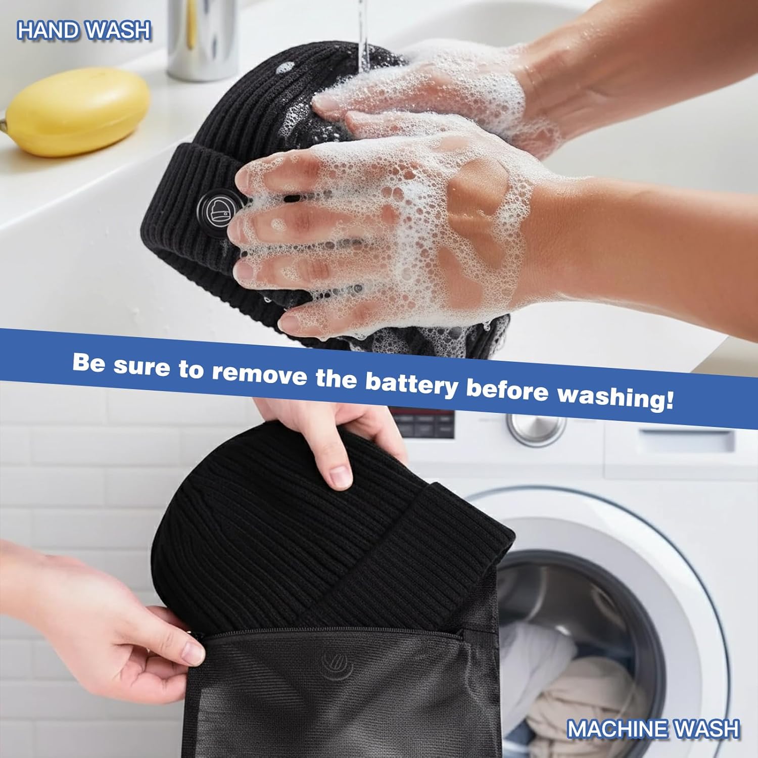 Heated Hat for Men Women, 7.4V 7000mAh Rechargeable Electric Battery Heating Beanie Cap for Winter Outdoor Fishing