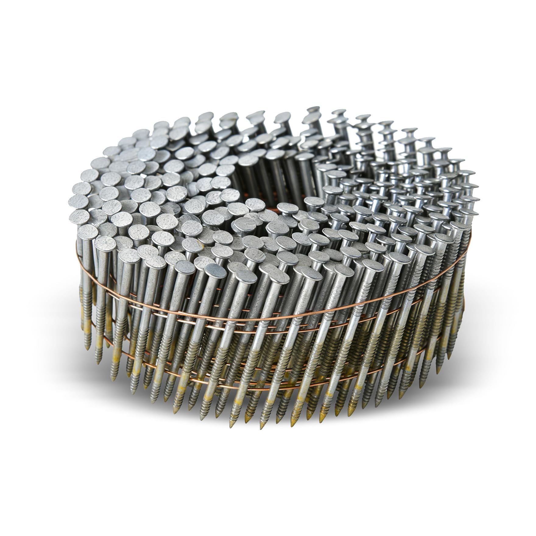 Photo 1 of waltyotur 1-3/4Inch x 0.092Inch Collated Wire Coil Siding Nails 15-Degree Full Round-Head Ring 3600 Count Hot-Dipped Galvanized for Rough Nailing of Lathing and Sheathing Materials