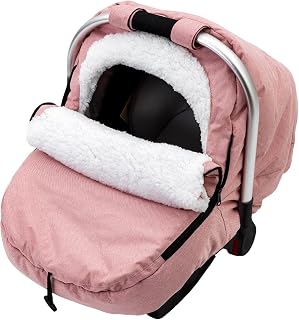 Winter Baby Car Seat Cover, Carseat Cover with Plush Sherpa Fleece Lining, Infant Car Seat Canopy with Peeping Window & Huge Space, Warm & Snug Baby Carrier Cover for Cold Weather