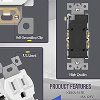 Vista 93 de ENERLITES Elite Series Duplex Receptacle with Screwless Wall Plate, Residential Grade Duplex Outlet, Tamper-Resistant, Grounding, 15A 125V, UL Silver