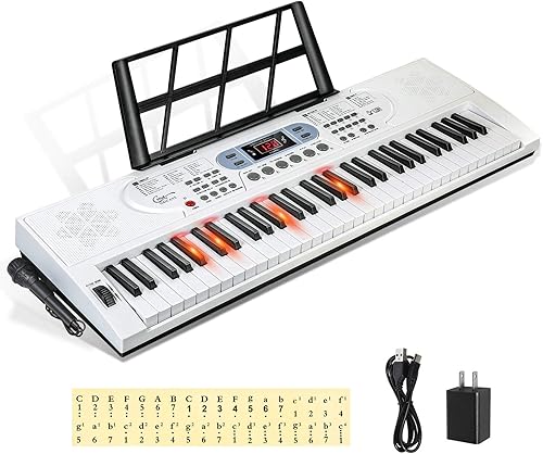 Miniatura 8 de Hricane Teclas iluminadas de piano de teclado para principiantes, adultos, adolescentes y niños, teclado electrónico de música de 61 teclas con