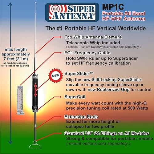 Miniatura 2 de Super Antenna MP1C All Band HF VHF - Radio de jamón portátil MP1