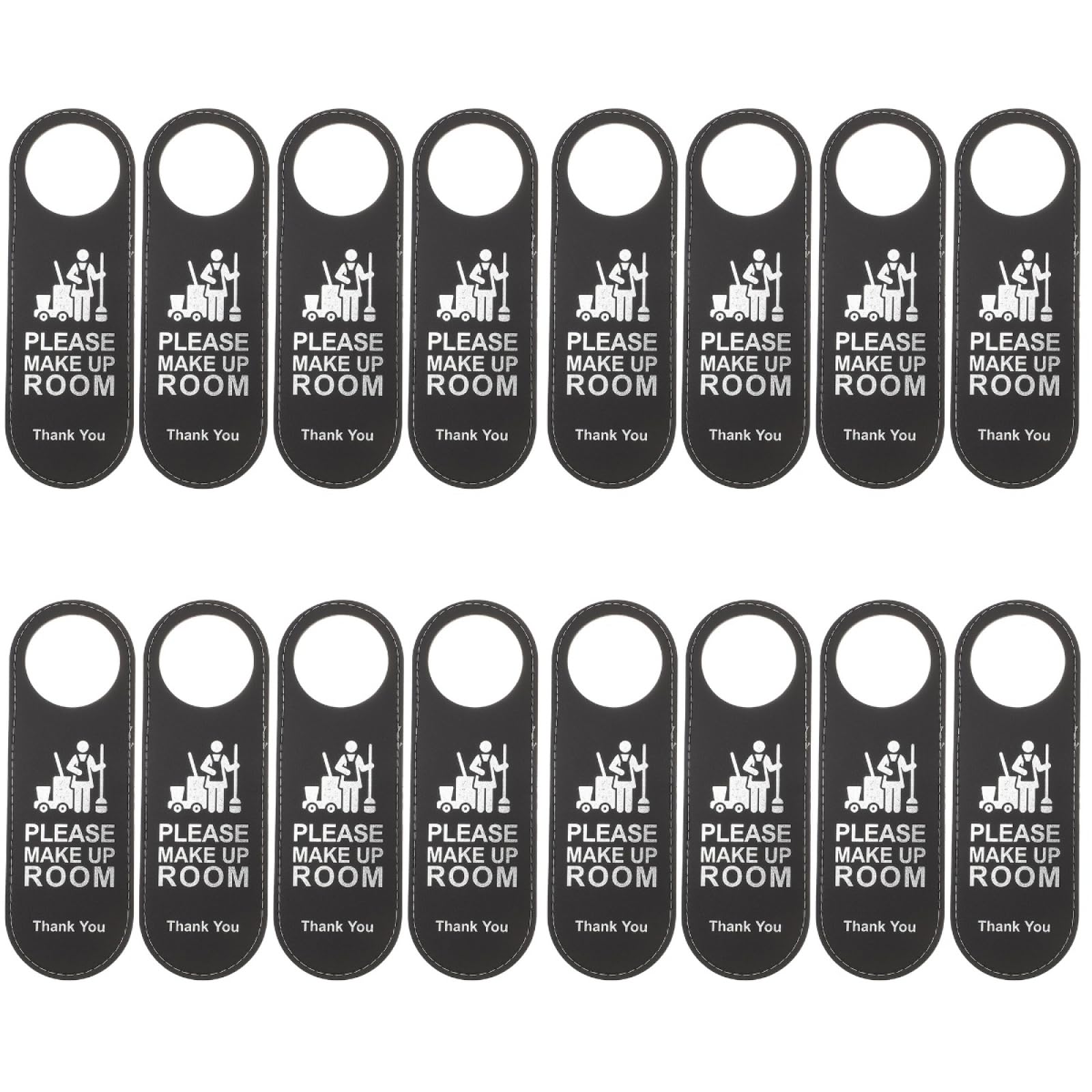 4 Piezas Letrero De Puerta Doble Cara No Molestar Y Haz La Habitación para Hotel, Oficina, SPA, Clínicas, Cuero Negro, 24X8 Pulgadas