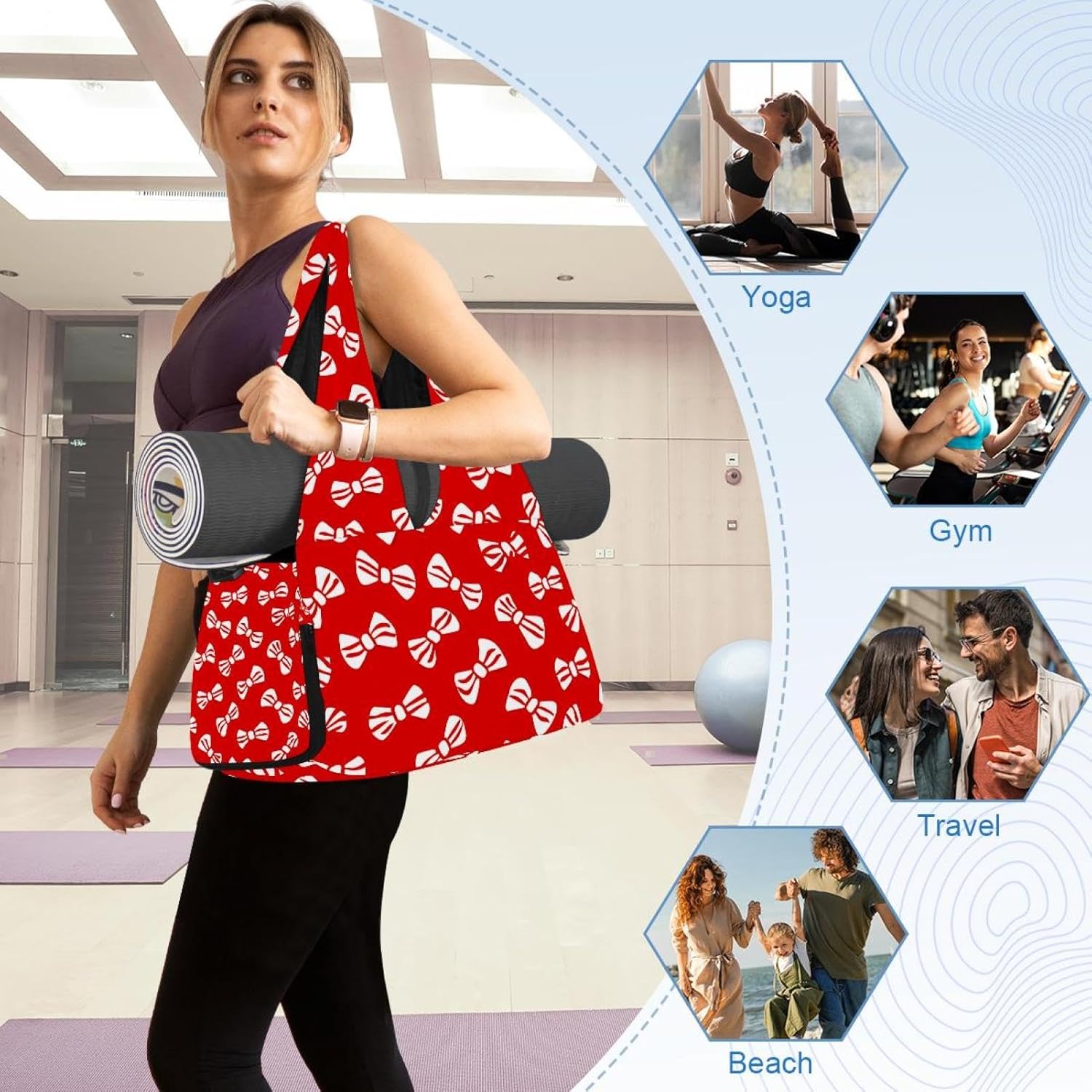Yoga Mat Bag, Gym Workout Bag with Shoe Compartment, Highland Cow Sunflower Pilates Bag for Women, Quick Access Storage Yoga Tote Bag for Sports Travel Office