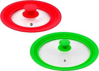 San Ignacio PK1912 Pack 2 tapas universales de vidrio en color rojo y verde, Cristal