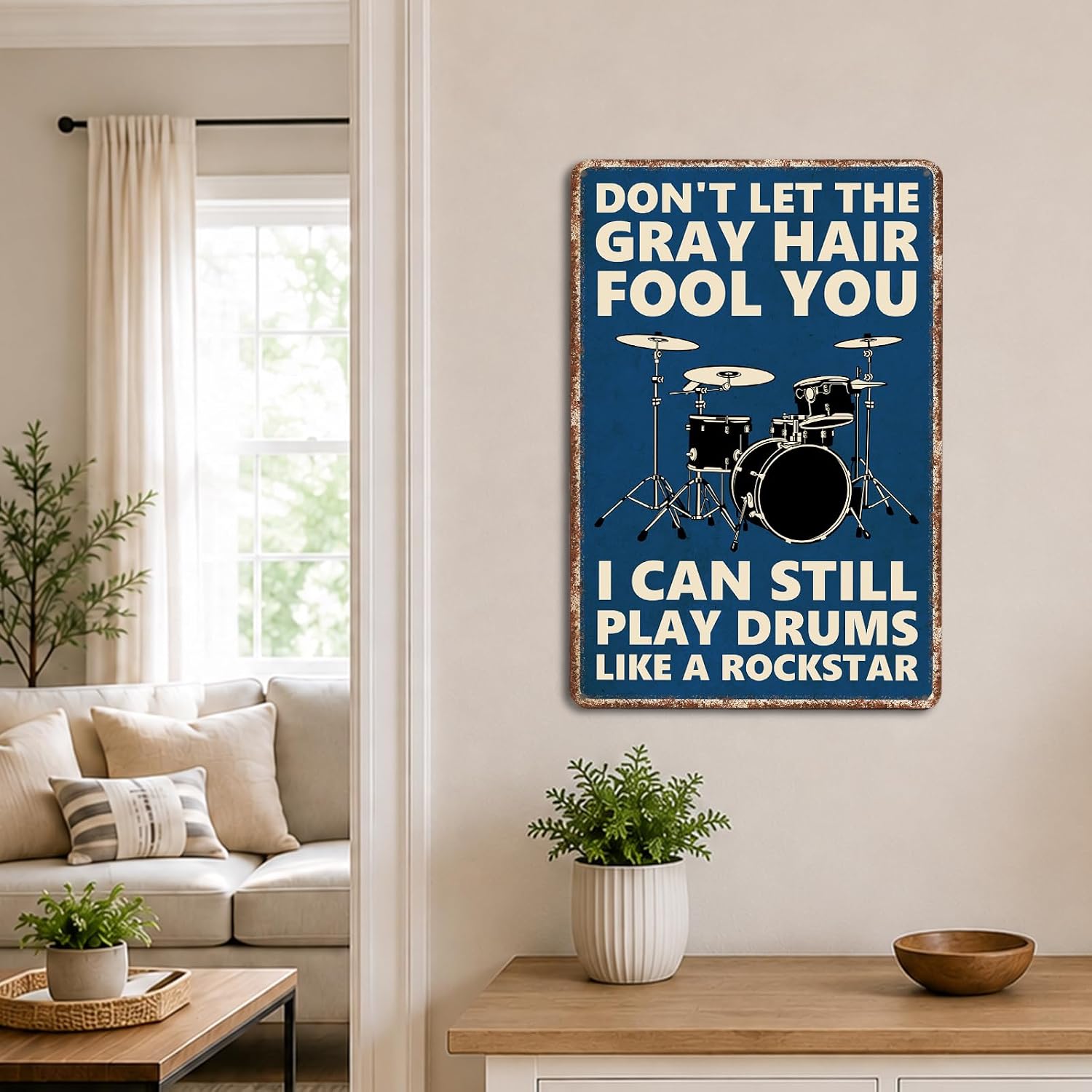 Funny Drummer Metal Sign Vintage Drum Music Room Wall Decor, Drum Gifts image 3