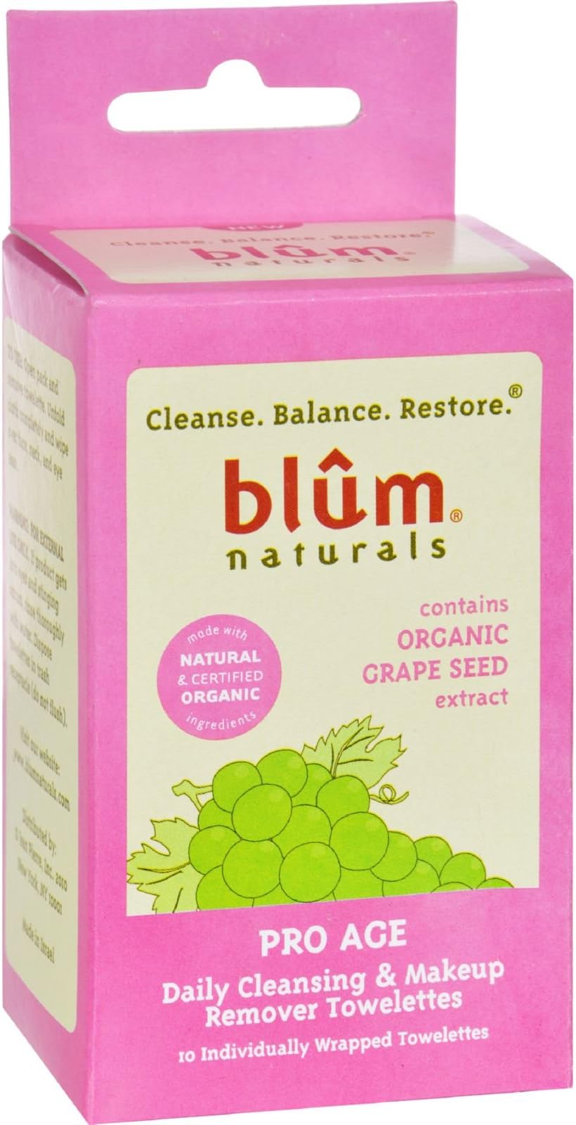 BLUM NATURALS TOWELETTES,DAILY,PRO-AGE, 10 CT
