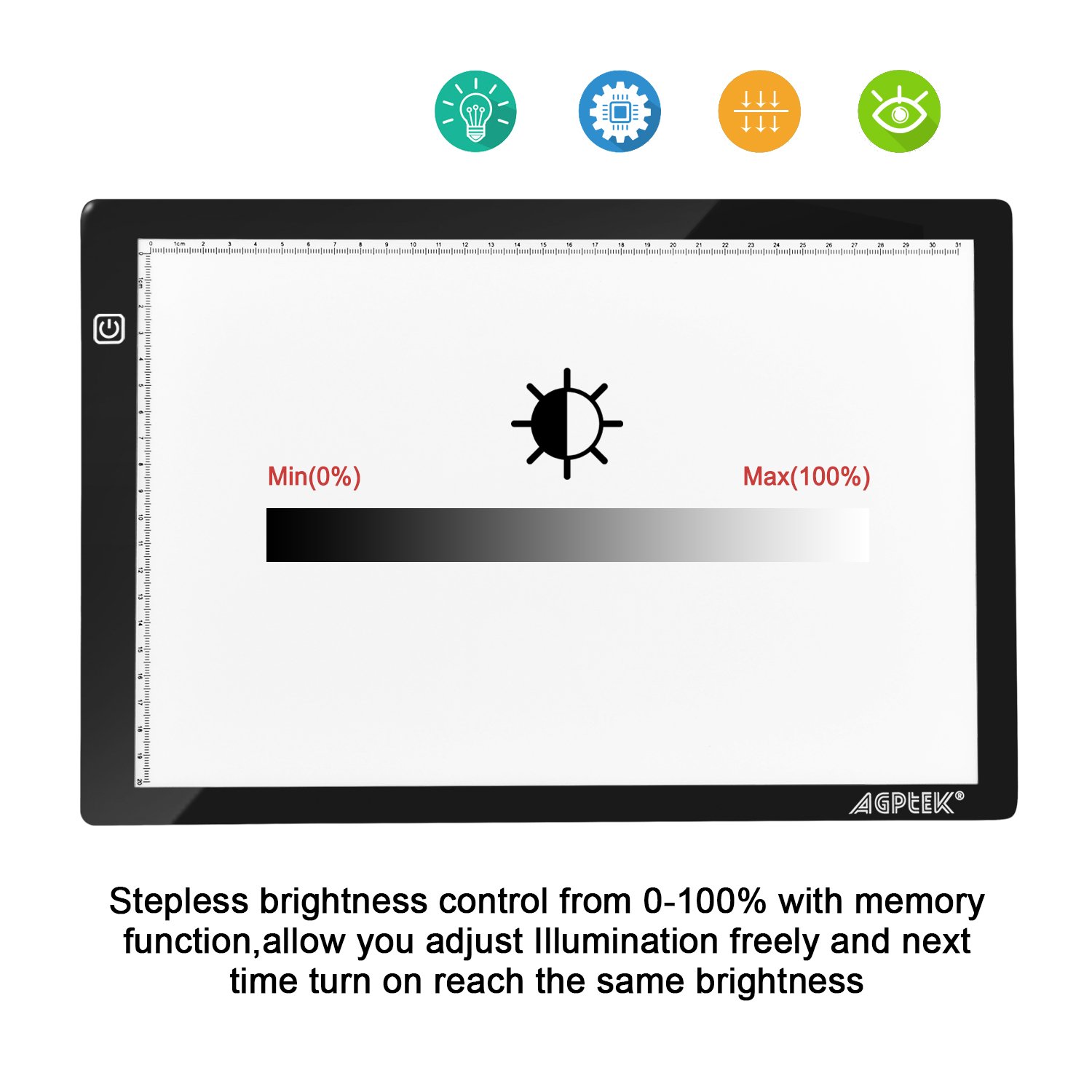 QENSPE Lichtbord A4, oplaadbaar, werkt op batterijen, helderheid, dimbaar, 6 niveaus, helderheid met standaard en clips voor kunstenaars, spatten, animatie (zwart