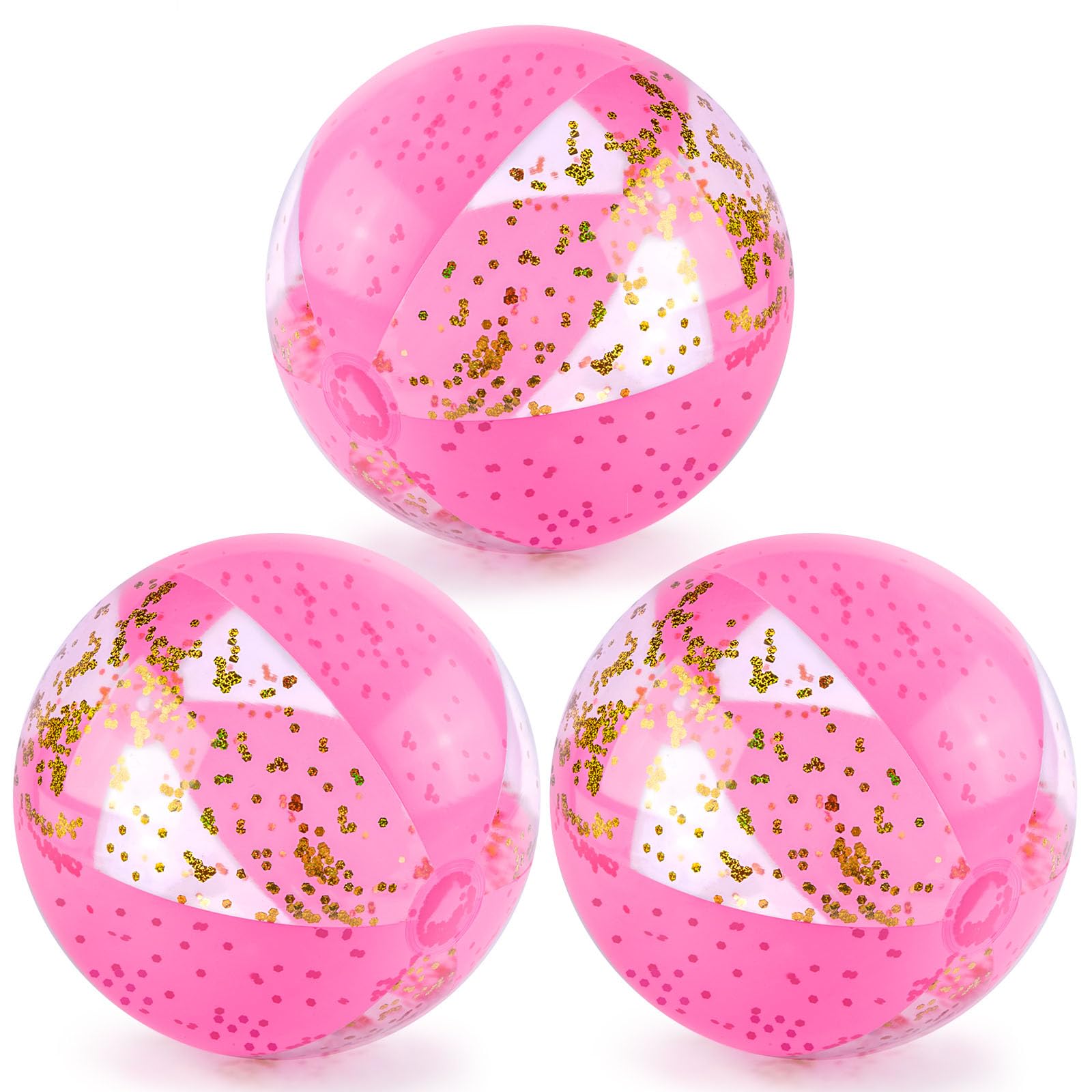 Photo 1 of POPLAY 16 Inch Glitter Beach Ball - 3 Pack, Pink