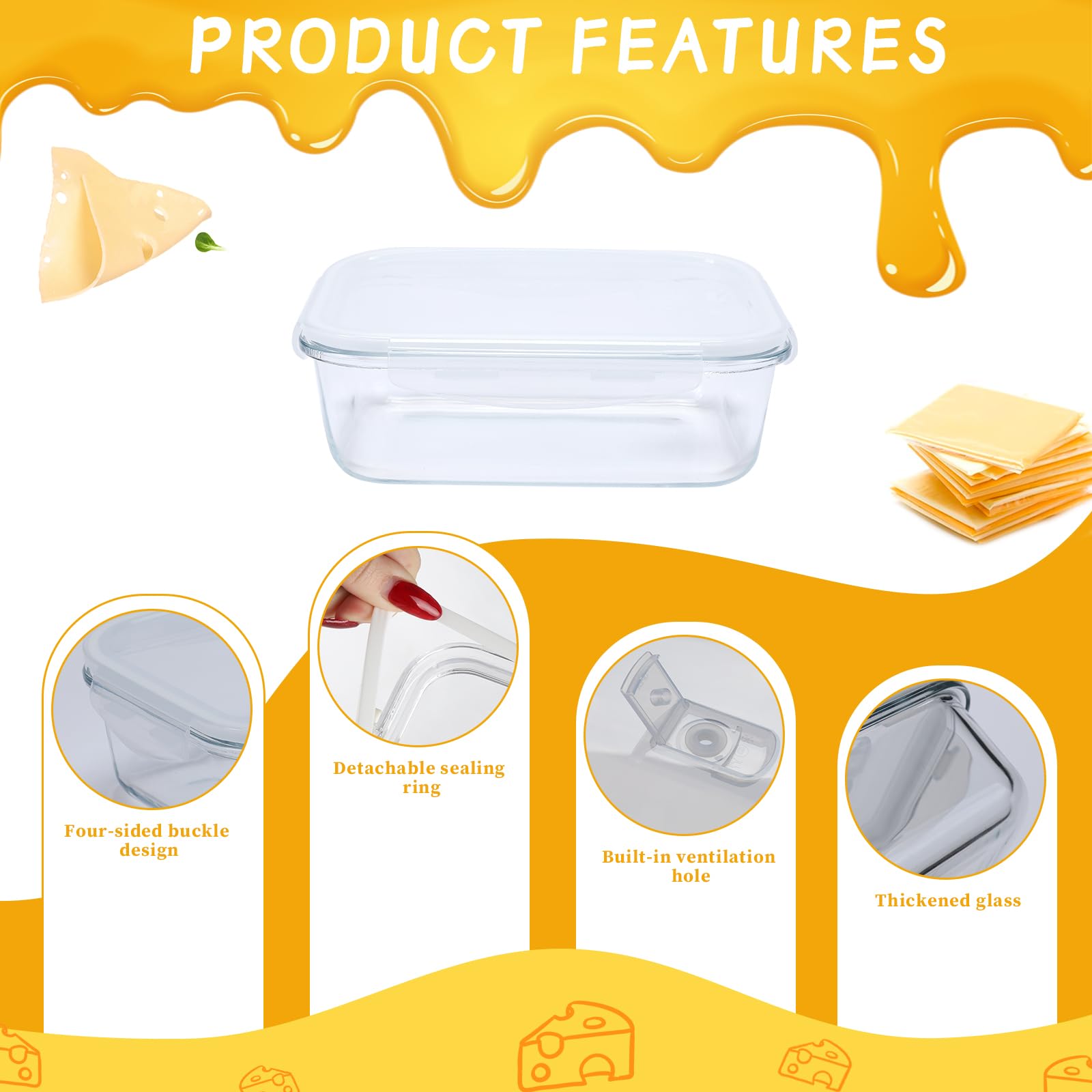 ZoeQide Käsebox Aus Borosilikatglas - Luftdichte Frischhaltebox Für Kühlschrank