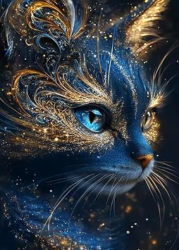 KINPLUB Cat Diamond Art Kits for Adults, 5D Diamond Painting Kits for Adults Beginners, DIY Full Drill Gem Art Paint by Diamonds Dots for Adults, Home Wall Decor 12x16 Inch