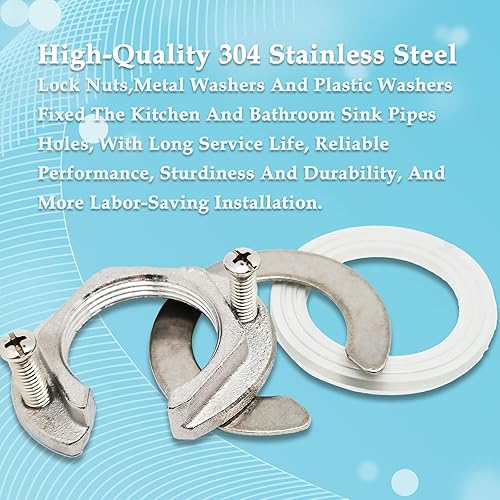 Miniatura 3 de 2 juegos de 1.260in (1-14 pulgadas) de acero inoxidable 304, tuercas de bloqueo de grifo de un solo agujero, juego de herramientas de fijación de