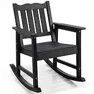Stoog All-Weather Patio Rocking Chair - Heavy Duty 400 lbs Capacity Outdoor Rocking Chair, Never Fade & No Rot, Waterproof & Weather-Resistant for Porch, Backyard, Deck, Garden, Fire Pit, Lawn - Black