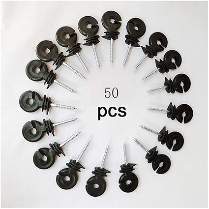 50Pcs Electric Fence Insulator Screw-in Insulator Fence Ring Post Wood Post Insulator