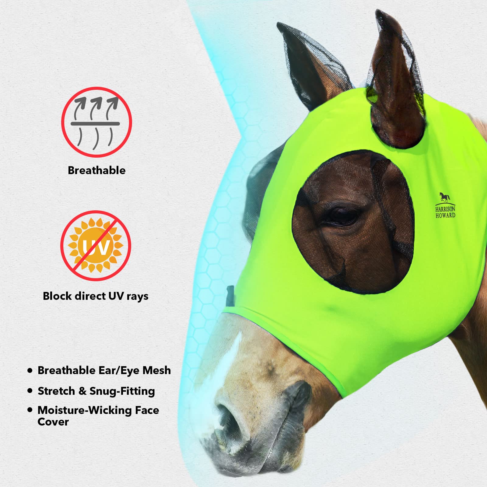 Masque De Mouche Pour Cheval Harrison Howard - Protection UV - Élastique Confortable - Design Tribal - Taille M