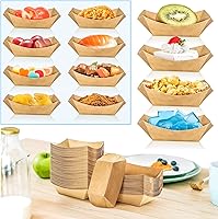 Vista 4 de MotBach Paquete de 150 bandejas de papel de 1/4 libras desechables para botes de papel pequeños, recipientes de platos, 0.25 libras, mini bandeja