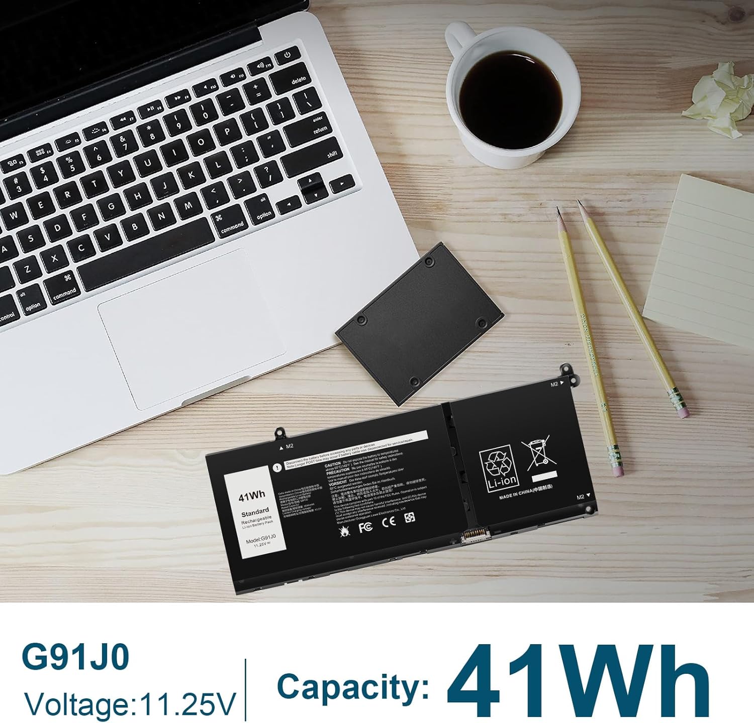 Futurebatt G91J0 Battery Replacement for Dell Latitude 3320 3330 3420 3520 Inspiron 3510 3511 3515 3520 3525 3530 5320 5330 5410 5415 5418 5518 5430 5435 7415 7425 7435 2-in-1 Vostro 5620 5625