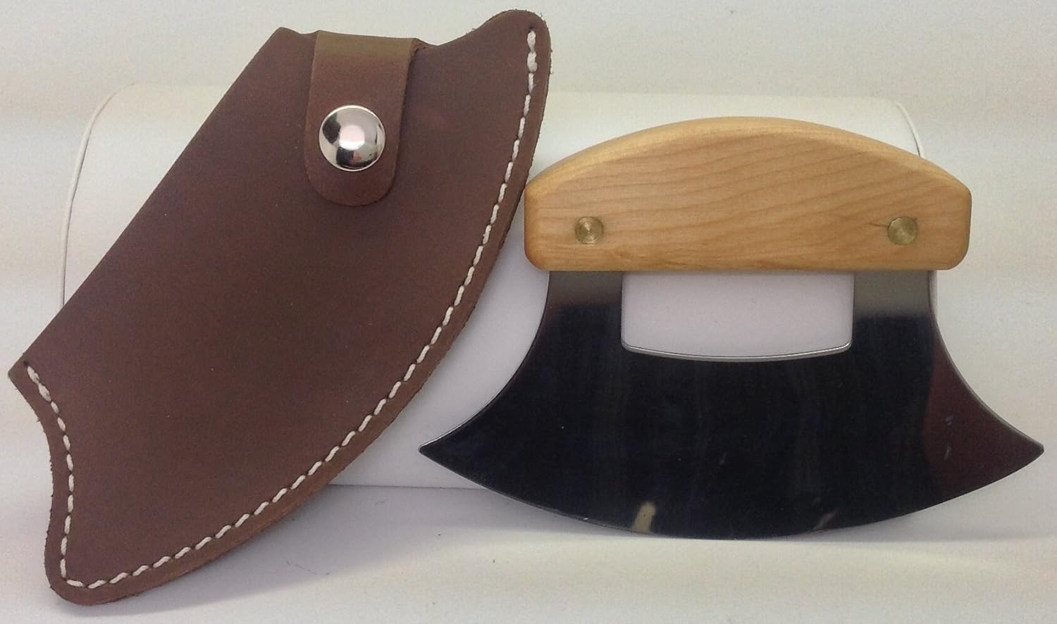 Genuine Leather Ulu Knife Quality Sheath Dark Color - For Inupiat Knife