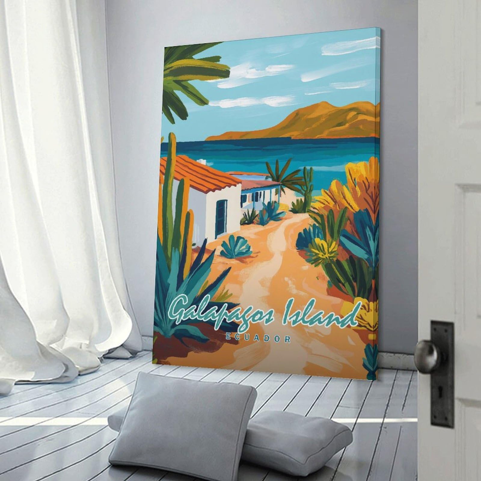 Junmoney Galapagos Island Travel Decorative Wall Artwork, 24x36inch(60x90cm), for New Homes, Bedrooms Or Workspaces, Gift Idea for Housewarming And Birthdays