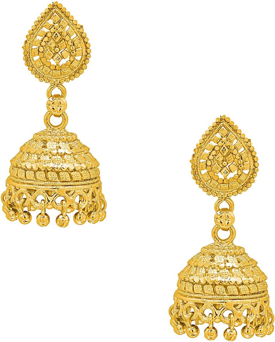 Gold Plated Traditional Indian Small Jhumka Earrings for Women (SJ_746)