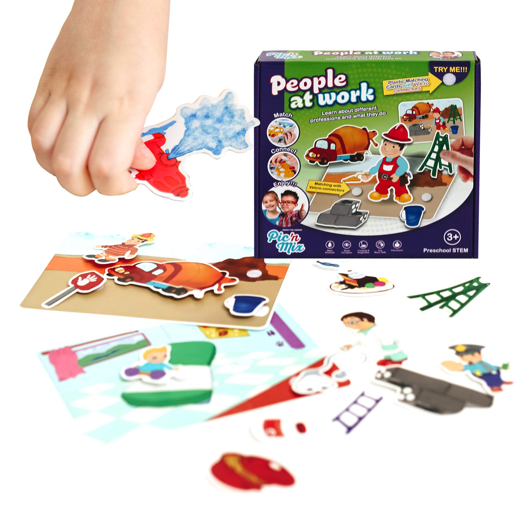 Amazon.com: Picnmix Toddler Learning Activities Ages 3-5 People at Work. 32  Piece Plastic Cards Preschool Learning Games for Toddlers Age 3-5, Fun and  Educational Shape and Color Matching. : Toys & Games